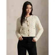 Swetry damskie - POLO RALPH LAUREN Wełniany kardigan Cable Cropped Fit z dodatkiem kaszmiru - miniaturka - grafika 1