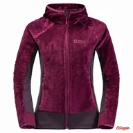 Kurtki i kamizelki sportowe męskie - Damska kurtka polarowa Jack Wolfskin ROTWAND HOODED FZ wild berry - miniaturka - grafika 1