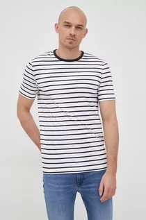 Koszulki męskie - Hugo Boss t-shirt z domieszką lnu kolor biały wzorzysty - - grafika 1