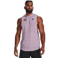 Koszulki sportowe męskie - Męski top treningowy z kapturem Under Armour Project Rock Shw Your Wrk SL - fioletowy - UNDER ARMOUR - miniaturka - grafika 1