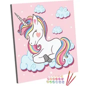 Malowanie po numerach - Zestaw do Malowania po Numerach Dla Dzieci 20x20 cm, Jednorożec Wśród Chmur - miniaturka - grafika 1
