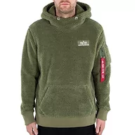 Bluzy męskie - ALPHA INDUSTRIES Męska bluza z kapturem Teddy Hoody, zielony (sage green), L - miniaturka - grafika 1