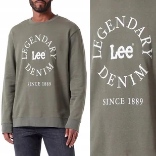 Lee LEGENDARY SWS Olive Grove ZIELONA BLUZA Z LOGO REGULAR FIT M - Swetry męskie - miniaturka - grafika 1