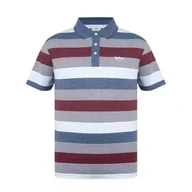 Koszulki męskie - Lee Cooper t-shirt męski polo bordowy w paski, Rozmiar XL - miniaturka - grafika 1
