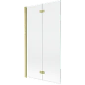 Parawany nawannowe - Mexen Mist parawan nawannowy 2-skrzydłowy lewy 100 x 150 cm, transparent, złoty szczotkowany - 8A9-100-002-55-00-L - miniaturka - grafika 1