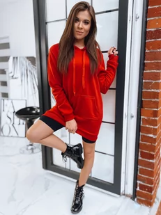Bluza z kapturem INVIS czerwona Dstreet EY1935z - Bluzy damskie - miniaturka - grafika 1