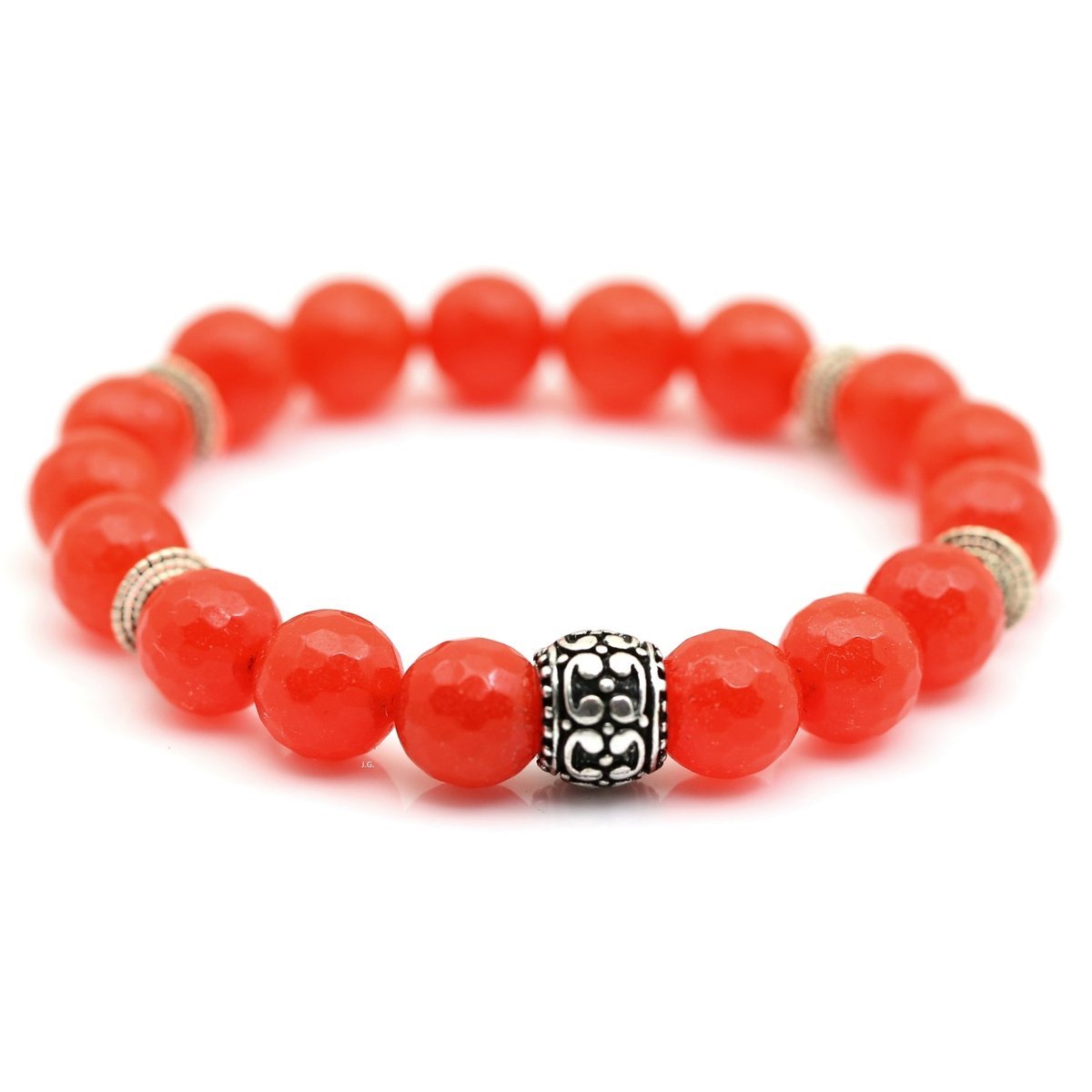 Bransoletka elastyczna kamienie jadeit soczysty pomarańcz / JG. Projekt