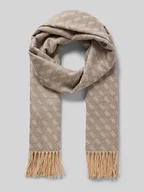 Apaszki i szaliki damskie - Szal z mieszanki wiskozy ze wzorem z logo i frędzlami - miniaturka - grafika 1