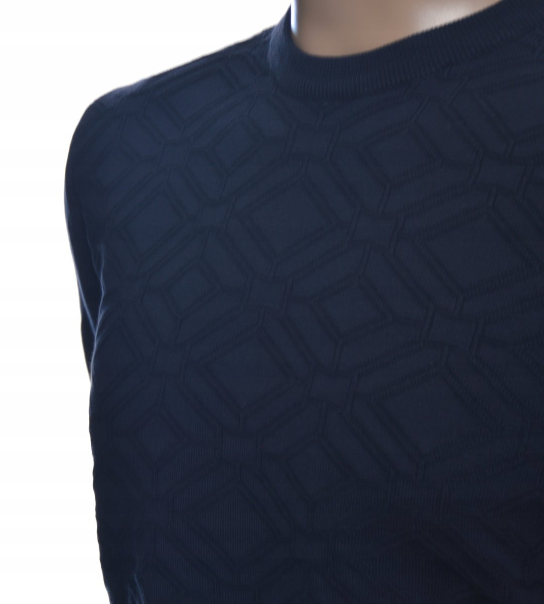 Sweter Męski Z Bawełny Elegancki Bawełniany Granatowy 100% Bawełna 2Xl Xxl