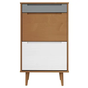Szafka na buty, brązowa, 59,5x35x103 cm, lite drewno sosnowe - Szafki na buty - miniaturka - grafika 5