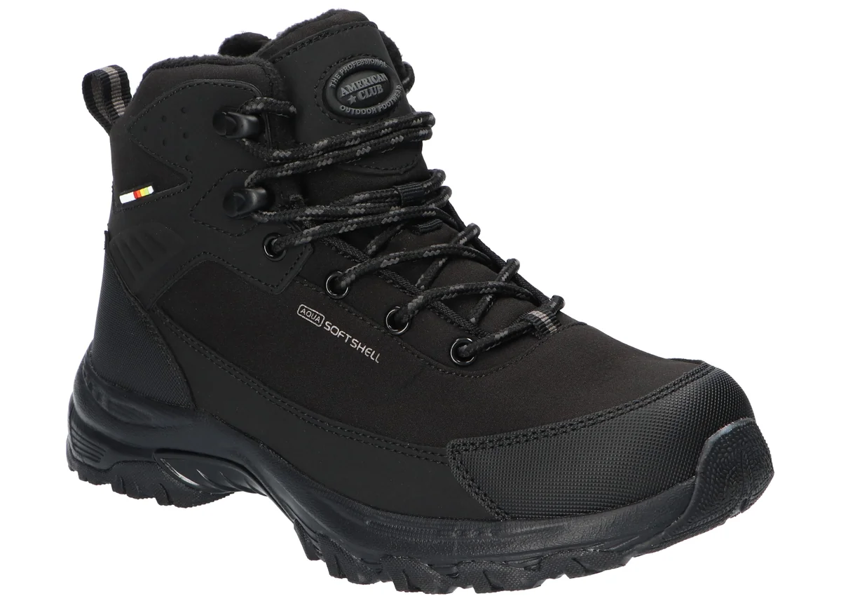 AMERICAN CLUB WT291 SOLIDNE TREKKINGI TRAPERY BUTY ZIMOWE OCIEPLANE ŚNIEGOWCE MEMBRANA SOFTSHELL BK 37