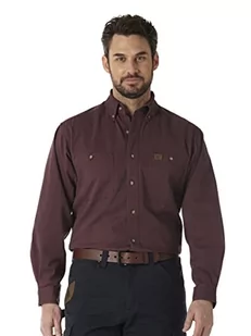 Wrangler Riggs Workwear Męska koszula robocza z długim rękawem Logger Twill, Burgund, L - Koszule męskie - miniaturka - grafika 1