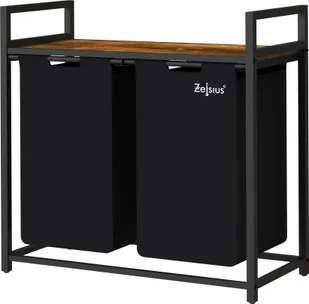 Zelsius kosz na pranie 2 komory, czarny 73 x 33 x 72 cm, kosz na pranie z półką Kosz na pranie - Kosze na bieliznę - miniaturka - grafika 1