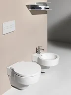 Miski WC - Laufen Val Zestaw Toaleta WC podwieszana 53x39 cm Rimless bez kołnierza z deską wolnoopadającą biały H8202810000001+H8942810000001 - miniaturka - grafika 1