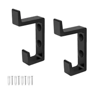 Wieszaki łazienkowe - Zestaw 2 wieszaków ściennych na ręczniki – podwójny hak – aluminium – czarny – matowe wykończenie – do łazienki, kuchni, korytarza - miniaturka - grafika 1