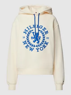 Bluza z kapturem i nadrukiem z motywem z logo - Bluzy damskie - miniaturka - grafika 1