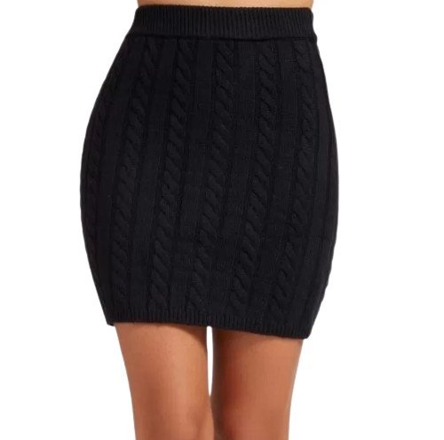 Guess Czarna Dopasowana Spódnica Sweterkowa z Warkoczami S Gxa