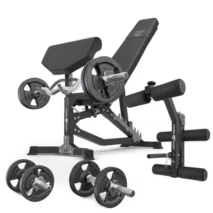 Zestaw MS39_2.0_42KG | Dwustronnie regulowana ławka treningowa + modlitewnik + prasa + zestaw gryfów i obciążeń 42 kg - Marbo Sport - Ławki treningowe - miniaturka - grafika 1