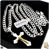 Łańcuszki - Srebrny Męski Łańcuszek Pancerka 925 Z Krzyżykiem - miniaturka - grafika 1