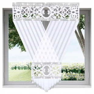 Firana Gotowa Ażur Panel V-ka 160x120 Firany Cyrkonie Filc Firanki Gotowe - Firany - miniaturka - grafika 1
