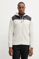Bluzy męskie - Jack Wolfskin bluza sportowa KAMMWEG PILE męska kolor beżowy z kapturem gładka 1711271 - miniaturka - grafika 1