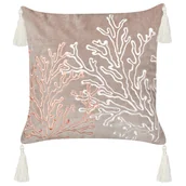 Poduszki dekoracyjne - BELIANI Poduszka dekoracyjna beżowoszara welurowa 45 x 45 cm kwadratowa w koralowce morski wzór nowoczesna salon sypialnia - miniaturka - grafika 1