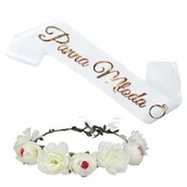 Gadżety na imprezę - ZESTAW SZARFA WIANEK WIECZÓR PANIEŃSKI PANNA MŁODA [WP-Z1-BI] - miniaturka - grafika 1