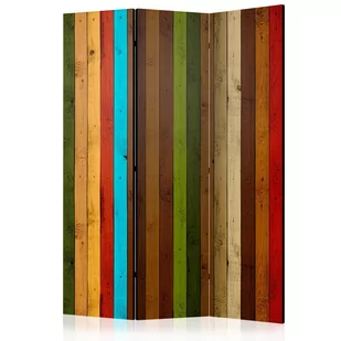 Parawan 3-częściowy - Drewniana tęcza [Room Dividers] (rozmiar 135x172) - Parawany - miniaturka - grafika 1
