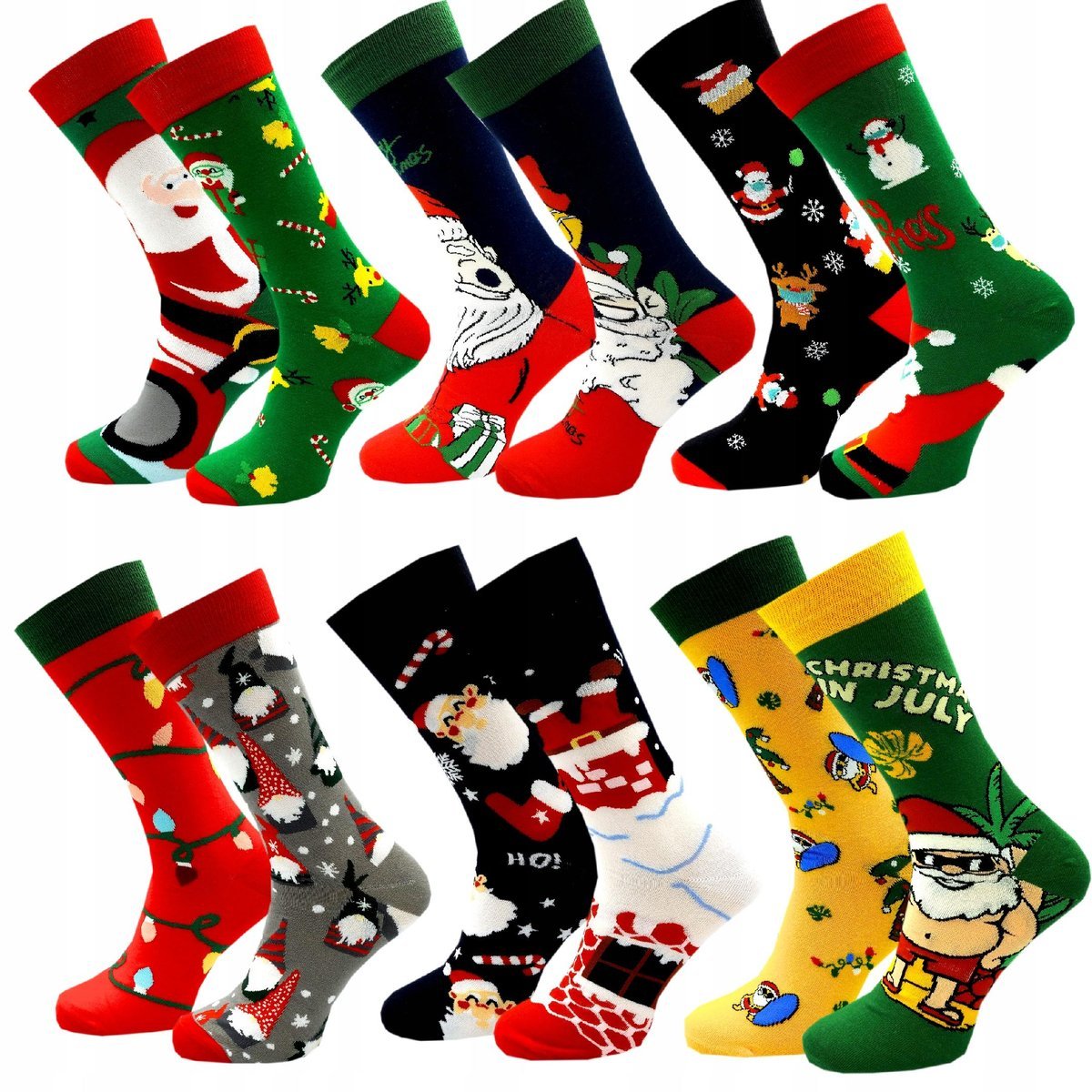 6x ŚWIĄTECZNE Skarpety Męskie NIE DO PARY Każda Inna Zestaw PREZENT 44-46