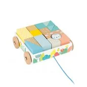 Klocki - Janod Wózek Drewniany Z Klockami Do Ciągnięcia - Pure - J05152 - miniaturka - grafika 1