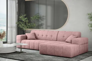 Sofa w kształcie L NIMES narożnik tkanina Perfect Harmony różowy prawy - Narożniki - miniaturka - grafika 1