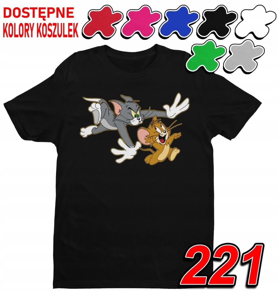 Dziecięca Koszulka T-Shirt Z Nadrukiem Rom Jerry Kot Myszka - L 146-152