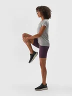 Spodnie sportowe damskie - Damskie legginsy krótkie treningowe 4F 4FWAW24TFSTF012  - fioletowe - miniaturka - grafika 1