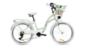 Rowery - Goetze, Rower Miejski Mood 24" Alu 6 Biegów Pistacjowo Biały, Kosz - miniaturka - grafika 1