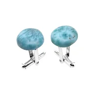 Spinki do mankietów i krawatów - Srebrne spinki do mankietów Larimar (S920) ø14 - miniaturka - grafika 1