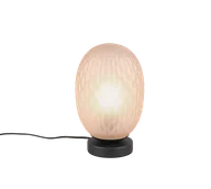 Lampy stojące - Trio FACETTE 564200113 lampa nocna klosz szkło bursztynowe z deseniem fi 17.5 cm 1xE27 wykończenie czarne - miniaturka - grafika 1