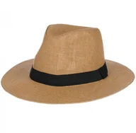 Czapki męskie - Kapelusz letni typu panama brązowy z paskiem ozdobnym EM - EM Men's Accessories - miniaturka - grafika 1