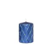 Świece - Świeca pieńkowa 100 x 70 pikowana kratka metalik szafirowa - miniaturka - grafika 1