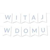 Dekoracje sali - BANER napis Witaj w Domu - Proste Litery Jasny Niebieski Girlanda - miniaturka - grafika 1