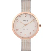 Zegarki damskie - Srebrny damski zegarek z różowozłotymi dodatkami PACIFIC X6156-09 - miniaturka - grafika 1