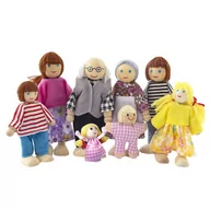 Lalki dla dziewczynek - Laleczki drewniane - rodzina 7 osób - miniaturka - grafika 1