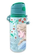 Zabawki zręcznościowe - Bidon Aluminiowy Ze Słomką Butelka Dla Dzieci Elsa Kraina Lodu Frozen 600 Ml - miniaturka - grafika 1