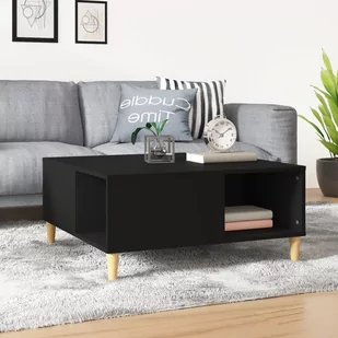 vidaXL Stolik kawowy, czarny, 80x80x36,5 cm, materiał drewnopochodny - Ławy i stoliki kawowe - miniaturka - grafika 1