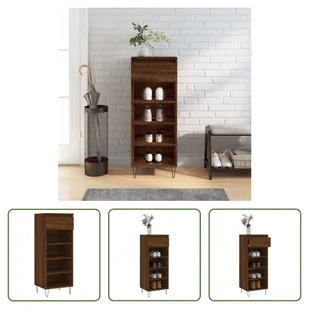 The Living Store Szafka na buty brązowy dąb 40x36x105 cm materiał drewnopochodny - Szafki na buty - miniaturka - grafika 1