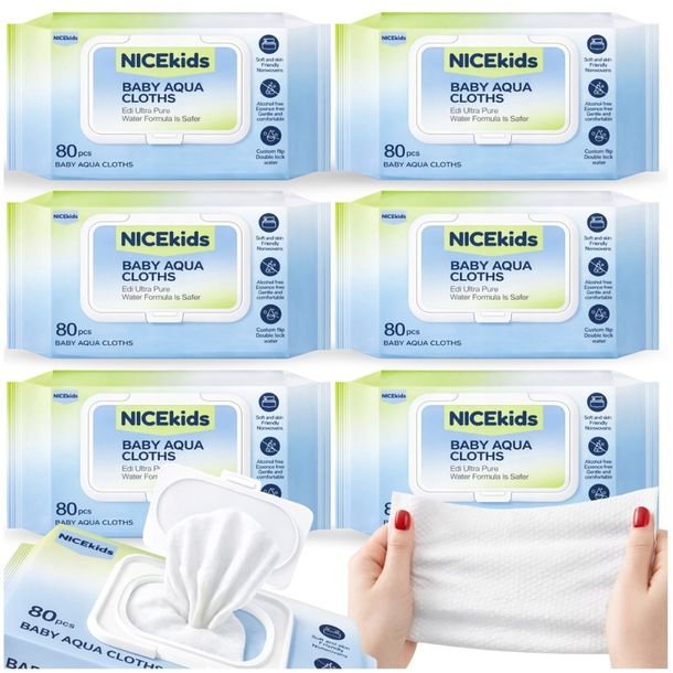 Chusteczki Nawilżane Dla Dzieci I Niemowląt 99,89% Wody Nicekids 480 Sztuk
