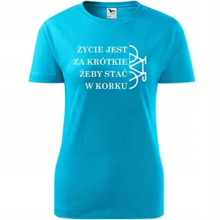 Damska Koszulka Rowerowa Życie jest za krótkie Prezent dla Rowerzystki turkusowy XL - Koszulki i topy damskie Damska Koszulka Rowerowa Życie jest za krótkie Prezent dla Rowerzystki turkusowy XL - Koszulki i topy damskie - miniaturka - grafika 1