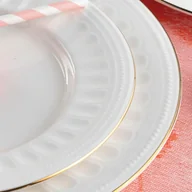 Serwisy obiadowe - Serwis obiadowy Komplet talerzy porcelanowych na 12 osób MESYNA GOLD - miniaturka - grafika 1