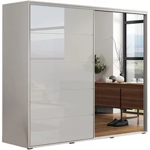 Szafa Przesuwna 230 z Lustrem A11 Skąpski Meble Sonoma, Biały Mat, 215 Cm, Czarny - Szafy - miniaturka - grafika 1