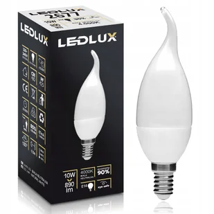 Żarówka Led E14 10W=90W Smd 4000K neutralna Premium Ledlux nie mruga Płomyk - Żarówki LED - miniaturka - grafika 1