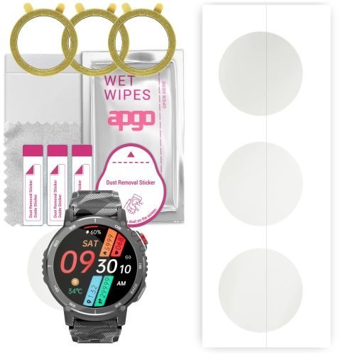 3x folia ochronna hydrożelowa MATOWA do Rubicon RNCF08 - apgo Smartwatch Hydrogel MATTE Protection Ochrona na ekran smartwatcha